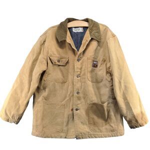 Steiner Mens Chore Bomber Jacket Long Sleeve Tan XL Lined Polyester Vintage